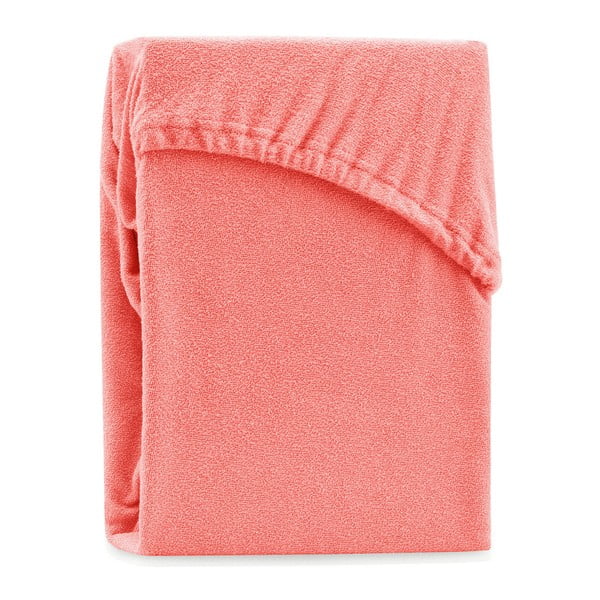Koraļļu rozā elastīgs palags divguļamai gultai AmeliaHome Ruby Siesta, 180/200 x 200 cm