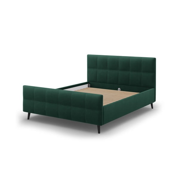 Zaļa mīksta divguļamā gulta ar režģi 180x200 cm Gigi – Micadoni Home