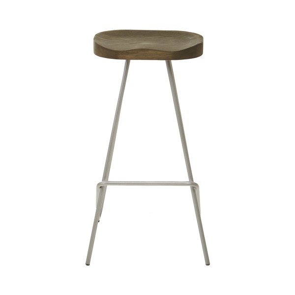 Sudraba krāsas/dabīga toņa gobas masīvkoka bāra taburete (sēdekļa augstums 78 cm) District – Premier Housewares-image-2