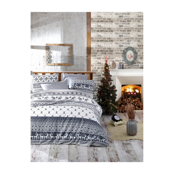 Ziemassvētku kokvilnas divvietīga gultasveļa ar palagu Nazenin Home Alesia, 200 x 220 cm