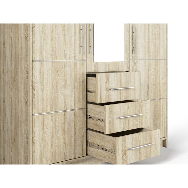 Ozolkoka imitācijas skapis ar spoguli 147x200 cm Derry – Cosmopolitan Design-image-4