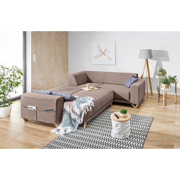 Brūns salokāms/ar uzglabāšanas vietu stūra dīvāns (ar labo stūri/L veida) Classy Sophie – Miuform-image-4