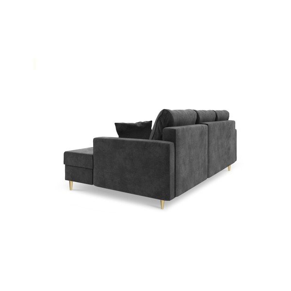Tumši pelēks izlaižamais dīvāns ar glabāšanas vietu Mazzini Sofas Muguet, kreisais stūris-image-3