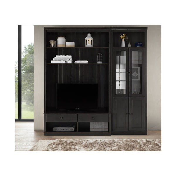 Brūns priedes masīvkoka TV plauktu komplekts 214x223 cm Anita – Støraa-image-1