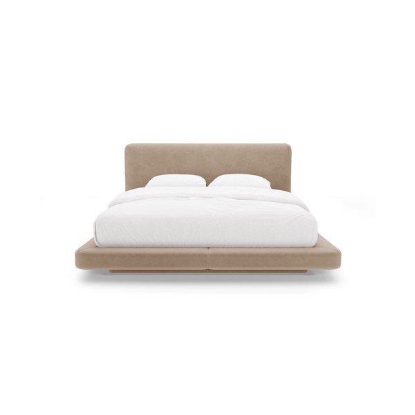 Gaiši brūna polsterēta divvietīga gulta 200x200 cm Linea – Micadoni -image-3