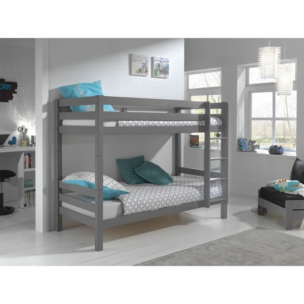 Pelēka divstāvu bērnu gulta 90x200 cm PINO – Vipack-image-1