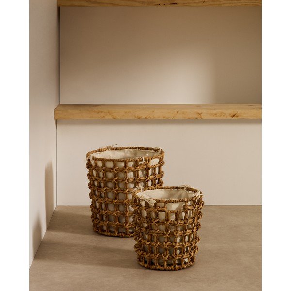 Uzglabāšanas grozi (2 gab.) no ūdens hiacintes ø 38x38 cm Dilam – Kave Home-image-1