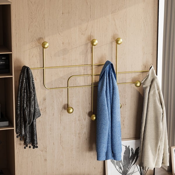 Zelta krāsas metāla sienas pakaramais Dama – Kalune Design-image-2