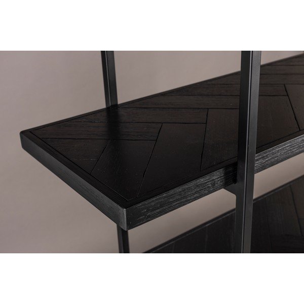 Melns grāmatu plaukts ar eksotiska koka imitāciju 140x146 cm Class – Dutchbone-image-4