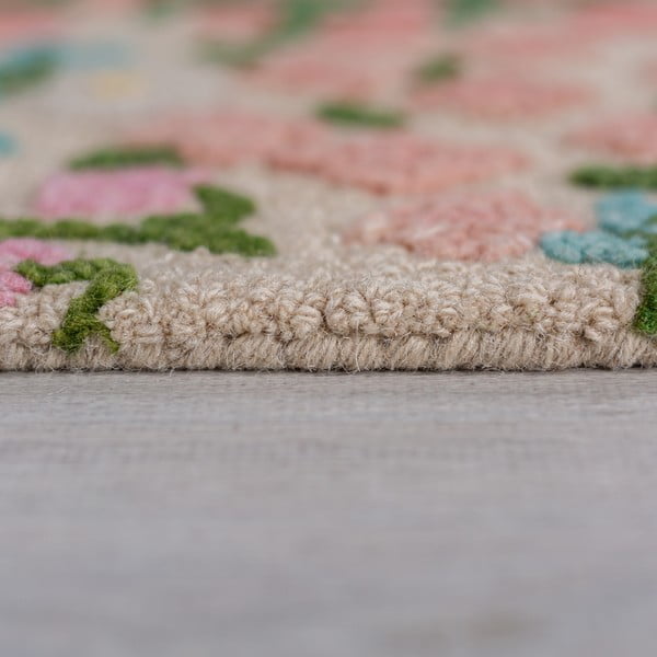 Krēmkrāsas ar rokām darināts vilnas paklājs 160x230 cm Emilia Floral – Flair Rugs-image-4