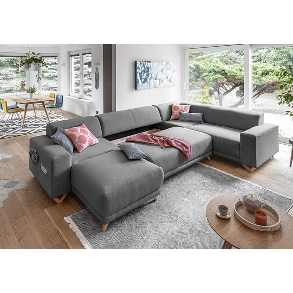 Pelēks salokāms/ar uzglabāšanas vietu stūra dīvāns (ar labo stūri/U veida) Classy Sophie – Miuform-image-4