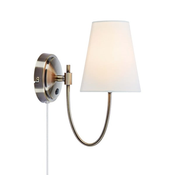 Balta/misiņa krāsas sienas lampa ar vadu Amar – Markslöjd