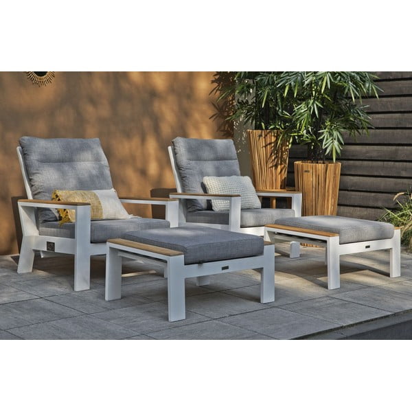 Balts/pelēks metāla dārza atpūtas krēsls Valerie – Exotan-image-1