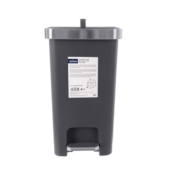Pelēka plastmasas atkritumu tvertne ar pedāli 15 l Premier – Orion-image-3