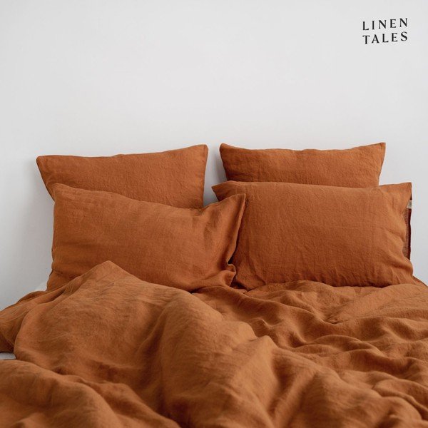 Ķieģeļu sarkana lina gultas veļa divvietīgai gultai 200x220 cm – Linen Tales-image-1