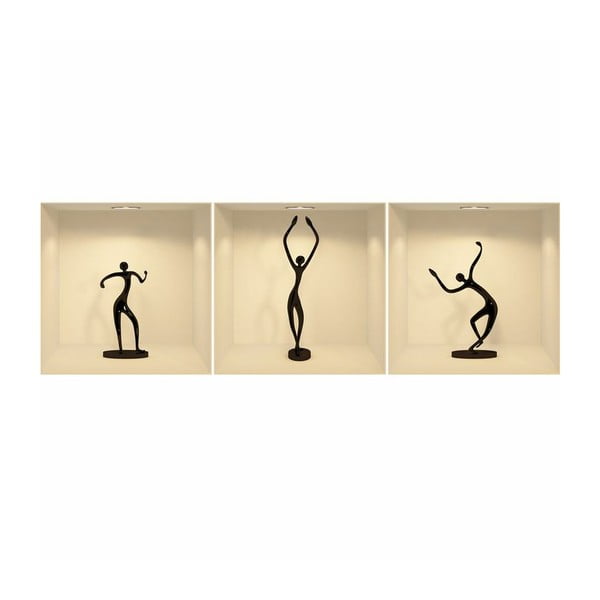 3 uzlīmju komplekts ar 3D efektu Ambiance Dancing Figures-image-1