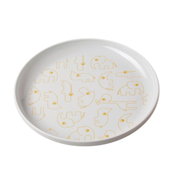 Bērnu pelēks šķīvis ar dzeltenām detaļām Izgatavots ar Deer Yummy, Ø 20,5 cm