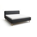 Antracīta pelēka polsterēta divvietīga gulta ar veļas kasti ar redelēm 160x200 cm Mattis – Meise Möbel
