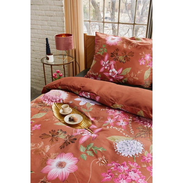 Terakotas brūna kokvilnas satīna divguļamā gultasveļa 160 x 220 cm Blossom - Bonami Selection-image-4