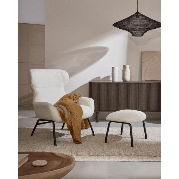 Krēmkrāsas atpūtas krēsls no buklē auduma Belina – Kave Home-image-4