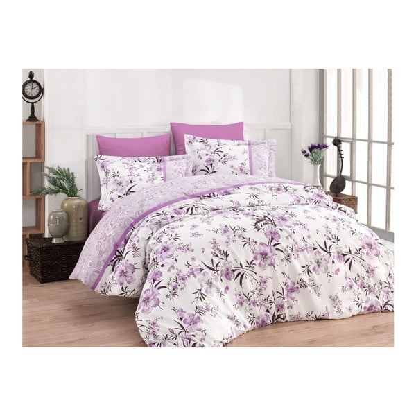 Vienvietīgas gultas pārklāju komplekts Deluxe Satin Violeta no kokvilnas, 160 x 220 cm