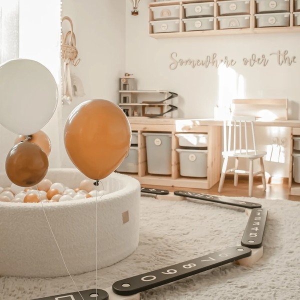 Balta priedes masīvkoka sensorā trase 10x408x5 cm Montessori – Meowbaby-image-1