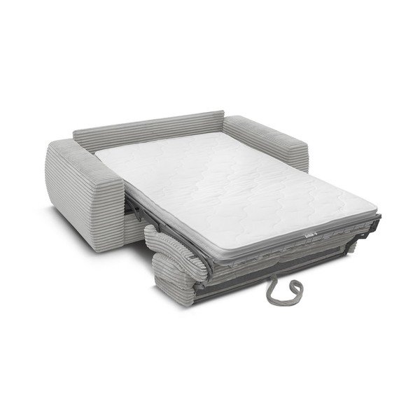 Gaiši pelēks velveta dīvāns gulēšanai/salokāms 220 cm Hugo – Bobochic Paris-image-4