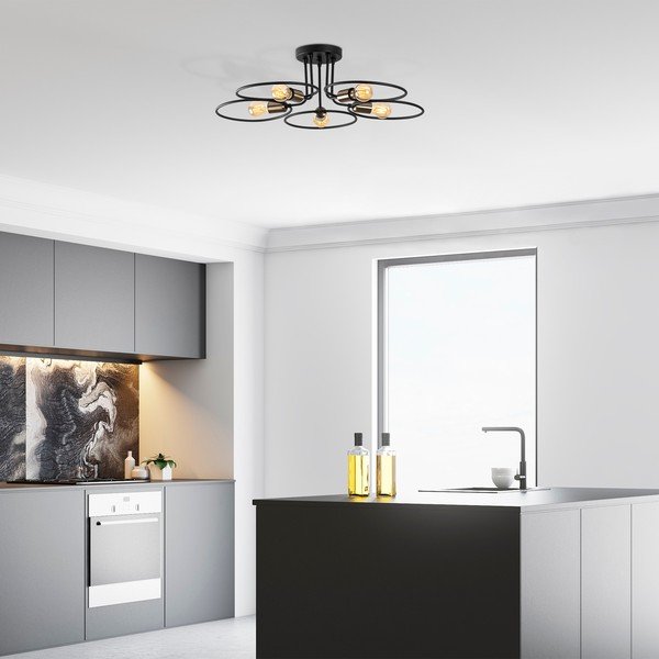 Melna griestu lampa Circle – Opviq lights-image-1