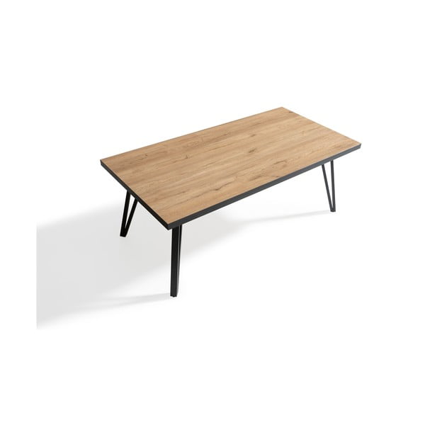 Melns/dabīga toņa žurnālgaldiņš ar ozolkoka imitācijas galda virsmu 60x120 cm Sindi – Marckeric-image-3