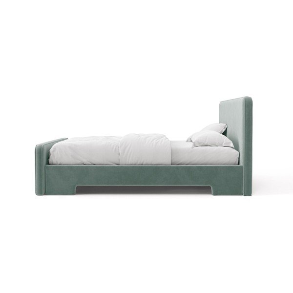 Gaiši zila polsterēta divvietīga gulta ar redelēm 140x200 cm Eda – Micadoni -image-3