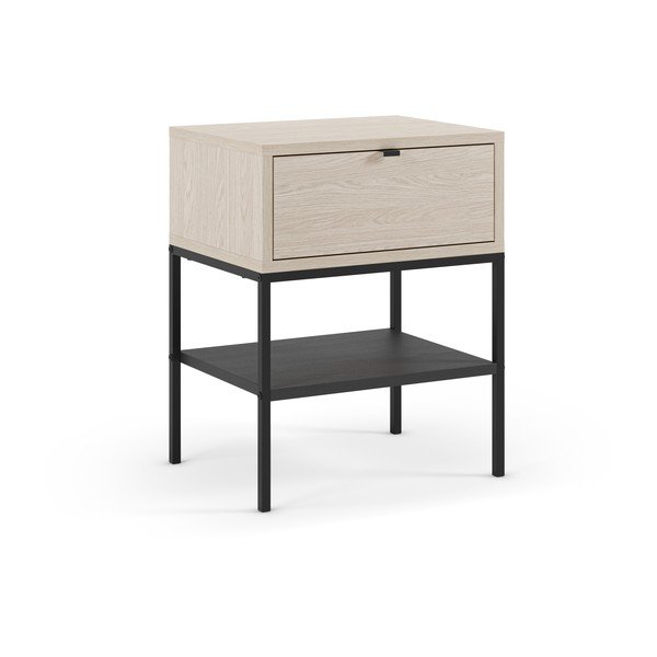 Gaiša dabīga toņa matēts naktsskapītis ar plauktiem Sali – Marckeric