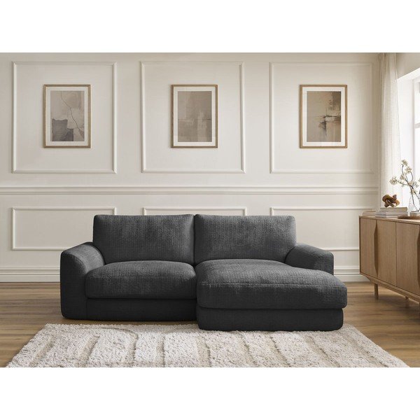 Melns stūra dīvāns no šenila auduma (ar labo stūri/ar zvilni) Leonore – Bobochic Paris-image-1