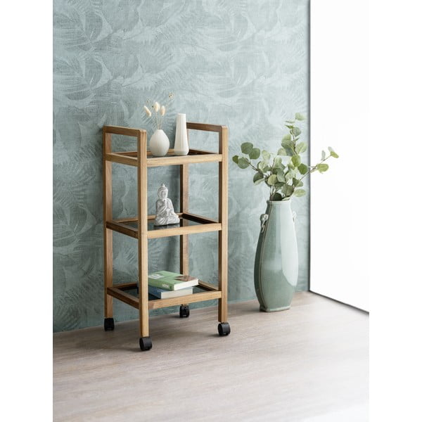 Melns/dabīga toņa akācijas masīvkoka vannas istabas plaukts 35x76,5 cm Fondi – Wenko-image-2