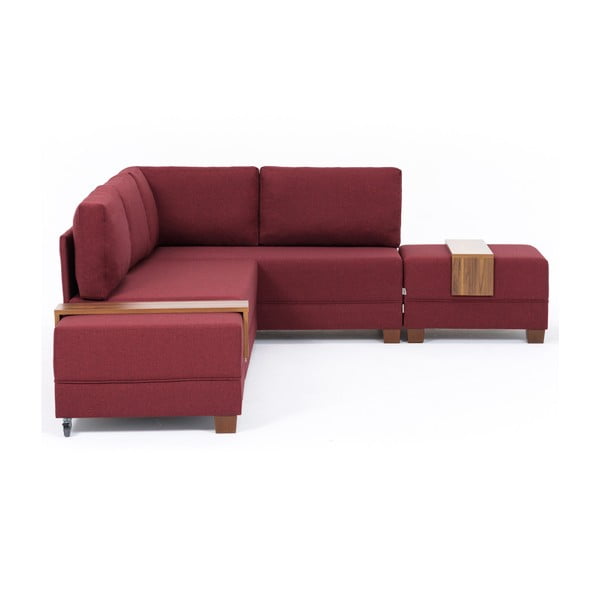 Burgundijas krāsas dīvāns-guļamā gulta labajā stūrī 2 uzglabāšanas paneļi Balcab Home Diana