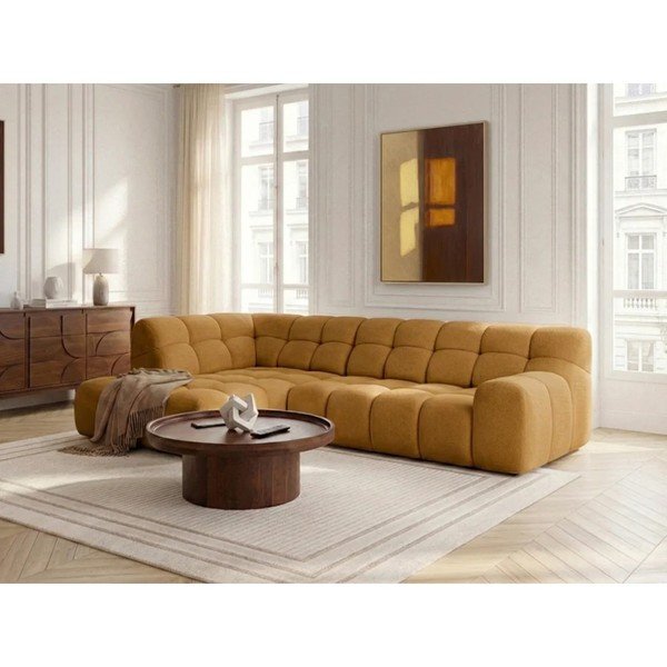 Dzeltens salokāms/su elektriniu sėdynės reguliavimu stūra dīvāns (ar kreiso stūri/L veida) Andre – Bobochic Paris-image-3