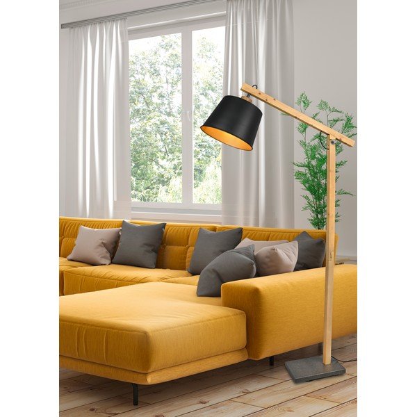Melna/dabīga toņa stāvlampa ar metāla abažūru (augstums 156 cm) Harris – Trio-image-2