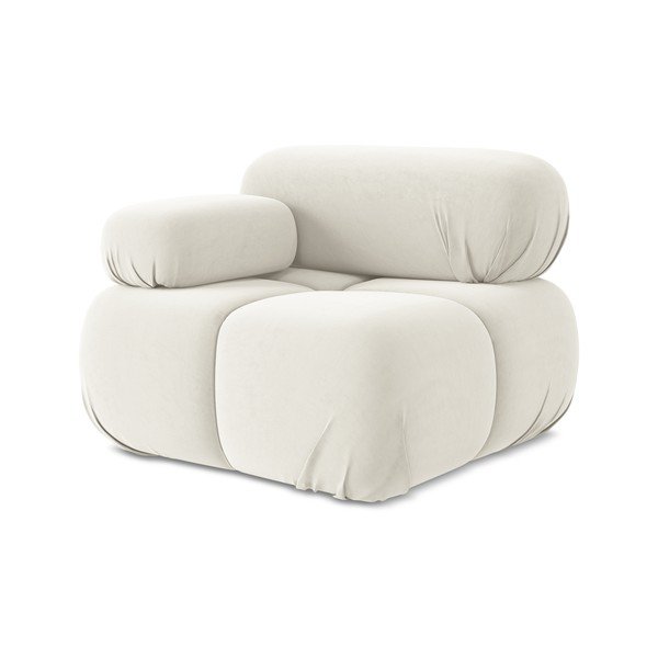 Balta samta modulārā dīvāna daļa (ar kreiso stūri) Lokua – Makamii-image-1