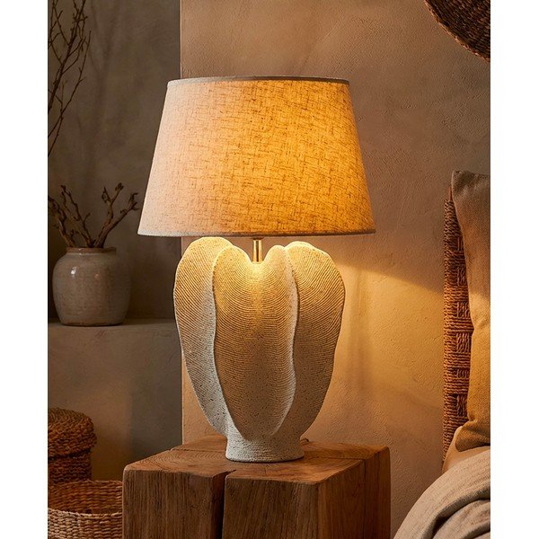 Krēmkrāsas galda lampa ar auduma abažūru (augstums 63 cm) Ester – Mauro Ferretti-image-1