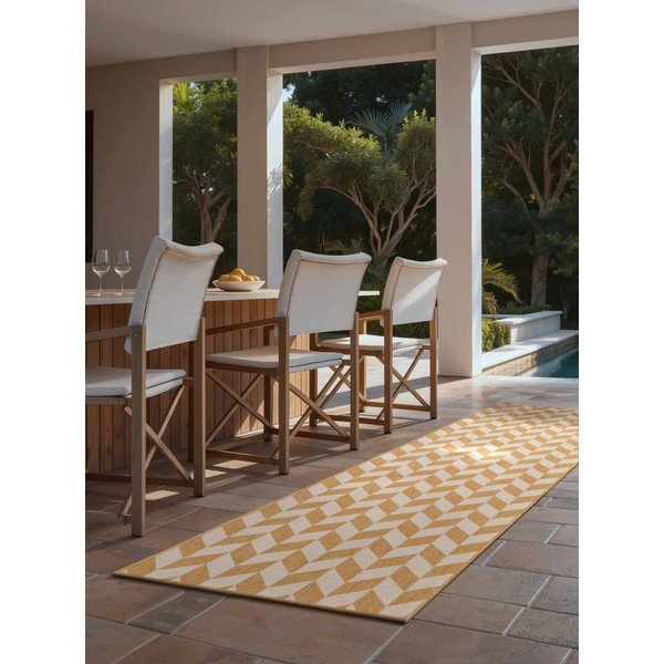 Okera dzeltens/krēmkrāsas iekštelpu un āra celiņa paklājs 80x200 cm Haringey Terrick – Ted Baker-image-1