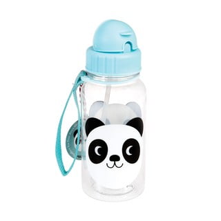Zila bērnu pudele ar salmiņu Rex London Miko The Panda, 500 ml