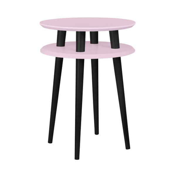 Gaiši rozā sānu galdiņš ar melnām kājām Ragaba UFO, Ø 45 cm