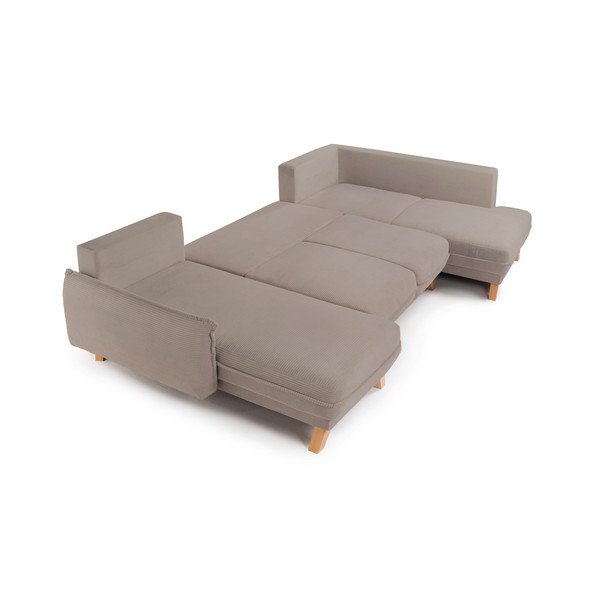 Pelēkbrūns velveta salokāms/ar uzglabāšanas vietu stūra dīvāns (ar labo stūri/U veida) Tori – Bonami Selection-image-3