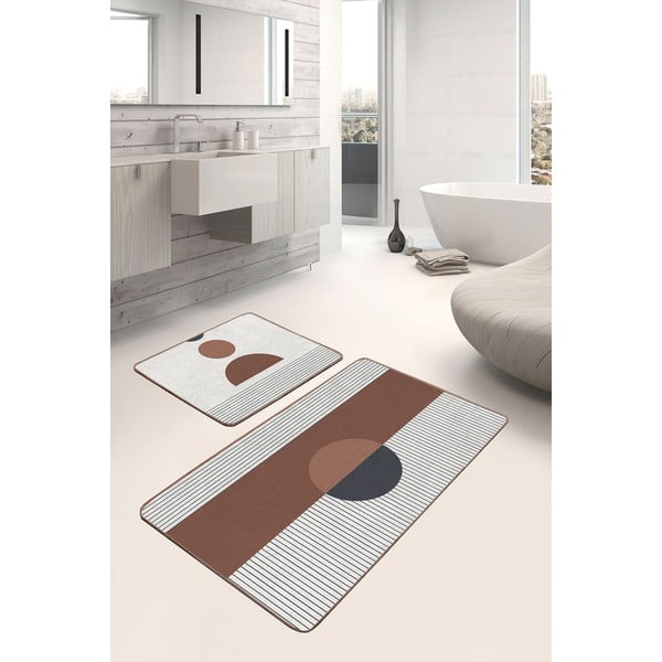 Balti/brūni vannas istabas paklājiņi (2 gab.) 60x100 cm – Mila Home-image-3
