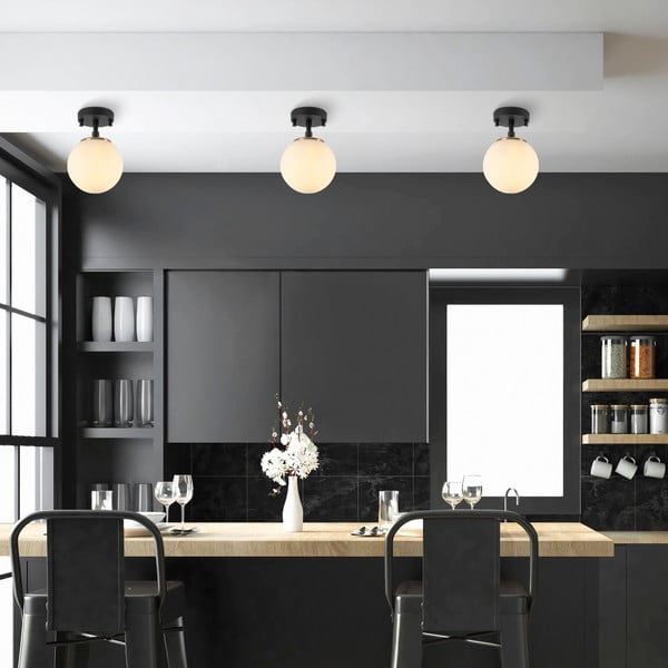 Melnbalta griestu lampa ar stikla abažūru ø 15 cm Atmaca – Opviq lights-image-2