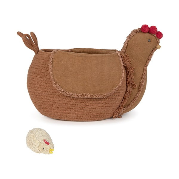 Brūns tekstila bērnu rotaļlietu grozs 48x32x29 cm Chicken Toffee – Lorena Canals