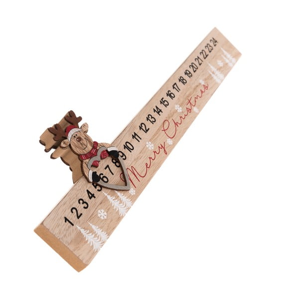 Koka adventes kalendārs ar ziemeļbriedi Sob Dakls, garums 40 cm