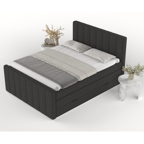 Melna atsperu gulta ar veļas kasti 160x200 cm Ruby – Maison de Rêve-image-4