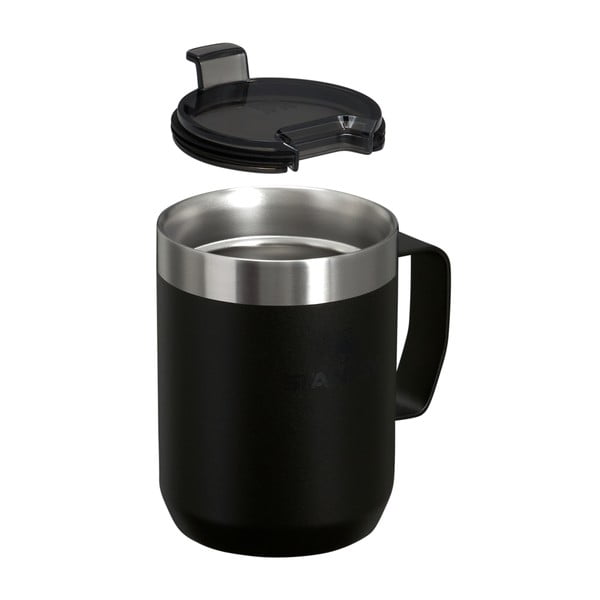 Melna nerūsējošā tērauda termokrūze 230 ml Stay-Hot Camp Mug Black – Stanley-image-1