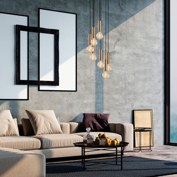 Melna/zelta krāsas piekaramā lampa ø 40 cm Tempo – Opviq lights-image-1