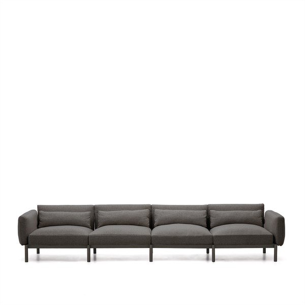 Tumši pelēks dārza modulārais dīvāns 370 cm Sorells – Kave Home-image-3